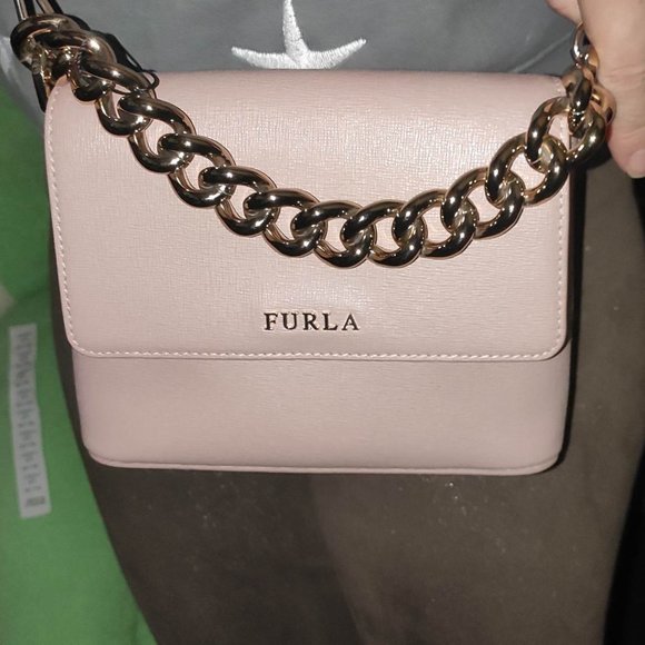 FURLA Saffiano Leather Chunky Chain Crossbody Bag - Picture 7 of 8